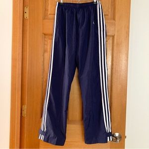 Adidas Nylon Pants, Navy with White Stripes, Girls Large